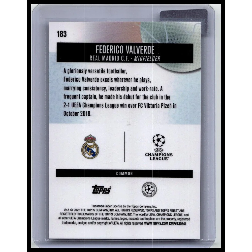 2025-26 Finest UEFA Federico Valverde #183 Blue Checkerboard Refractor #/99